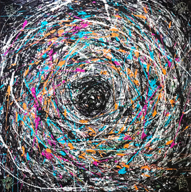 Картина под названием "In A Spin" - David Clare, Подлинное произведение искусства, Масло Установлен на Деревянная рама для н…