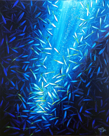 Peinture intitulée "Yellow Fins" par David Clare, Œuvre d'art originale, Huile Monté sur Châssis en bois