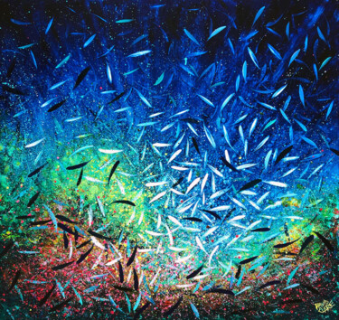 Pintura titulada "The Sea Of Life" por David Clare, Obra de arte original, Oleo Montado en Bastidor de camilla de madera