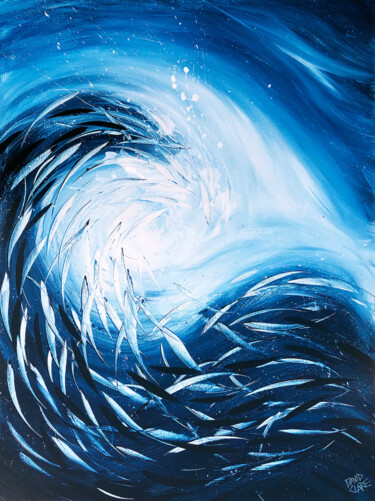 Painting titled "Riding The Wave" by David Clare, Original Artwork, Acrylic Mounted on Wood Stretcher frame