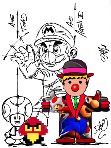 Arts numériques intitulée "Mario1" par David C., Œuvre d'art originale, Marqueur