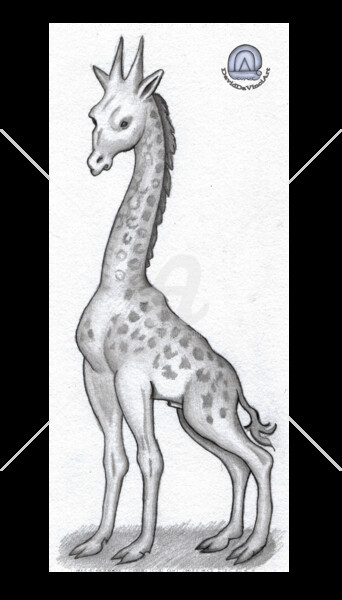 Zeichnungen mit dem Titel "Giraffe Hieronymus…" von David Da Vinci, Original-Kunstwerk, Bleistift