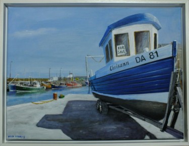 Pintura intitulada "Boat for sale" por David Donnelly, Obras de arte originais, Óleo