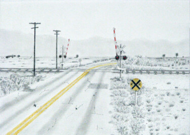 Рисунок под названием "Crossing Railroad" - Davide Novello, Подлинное произведение искусства, Графит