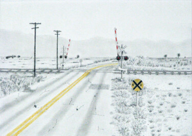 Drawing titled "Crossing Railroad" by Davide Novello, Original Artwork, Graphite