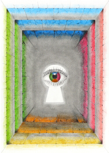 Tekening getiteld "Psychedelic Kino Gl…" door Davide Novello, Origineel Kunstwerk, Conté