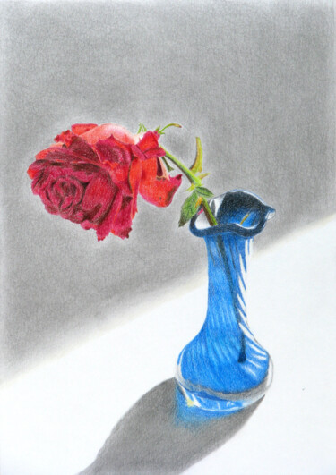 Σχέδιο με τίτλο "The rose" από Davide Novello, Αυθεντικά έργα τέχνης, Κοντέ
