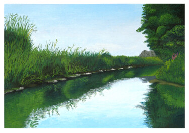 Malerei mit dem Titel "Placid river" von Davide Novello, Original-Kunstwerk, Acryl