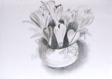 Disegno intitolato "Studio per un vaso…" da Davide Novello, Opera d'arte originale, Carbone