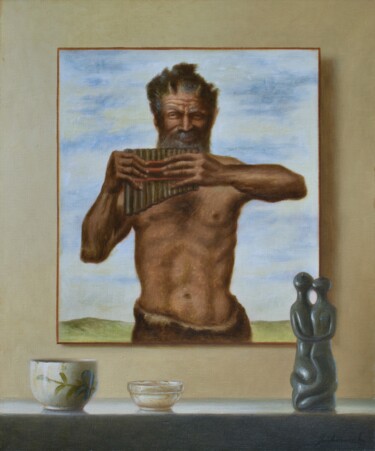 Pintura titulada "Un satiro per gli a…" por Davide Nunziante, Obra de arte original, Oleo Montado en Bastidor de camilla de…