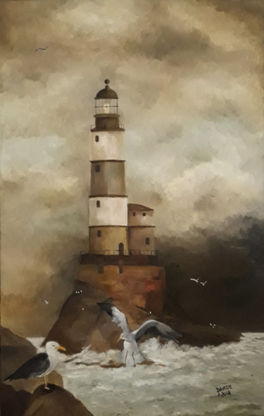 Картина под названием "Il Faro" - Davide Pacini, Подлинное произведение искусства, Масло