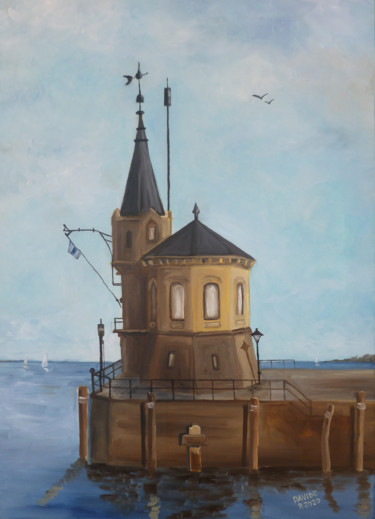 Pittura intitolato "Il Porto di Costanza" da Davide Pacini, Opera d'arte originale, Olio