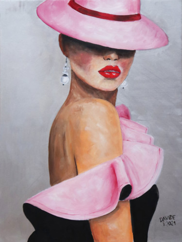 Pintura titulada "Donna con cappello…" por Davide Pacini, Obra de arte original, Oleo