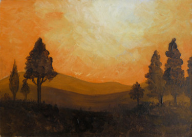 Pittura intitolato "Tramonto arancione" da Davide Pacini, Opera d'arte originale, Olio