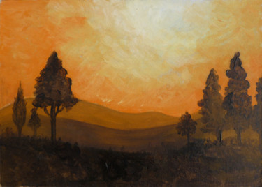 Tramonto arancione Pittura intitolato "Tramonto arancione" da Davide Pacini, Opera d'arte originale, Olio