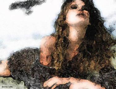 Disegno intitolato "Donna sdraiata" da Davide Pacini, Opera d'arte originale, Acquarello