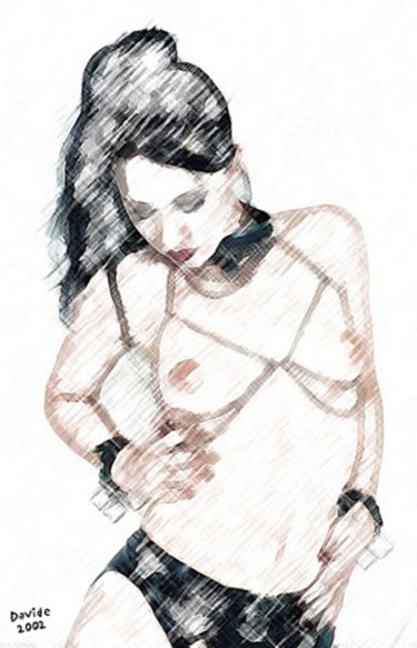 Drawing titled "Nudo a matita" by Davide Pacini, Original Artwork, Conté