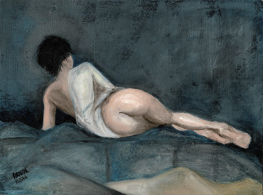 Malerei mit dem Titel "La modella" von Davide Pacini, Original-Kunstwerk, Öl