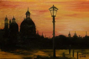Pittura intitolato "Venezia al tramonto" da Davide Pacini, Opera d'arte originale, Olio