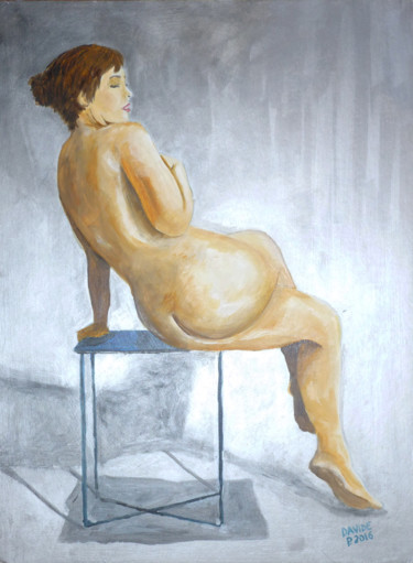 Painting titled "Nudo seduto" by Davide Pacini, Original Artwork, Oil