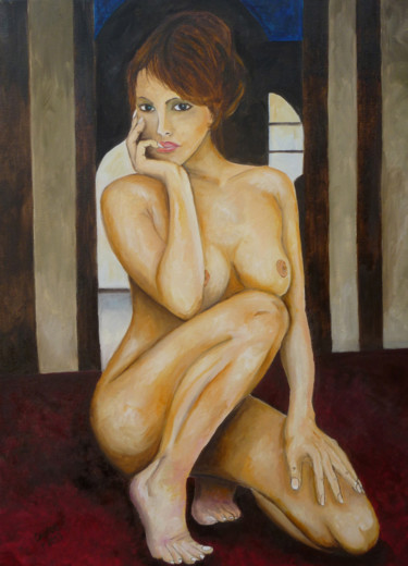 Malerei mit dem Titel "Veronica" von Davide Pacini, Original-Kunstwerk, Öl