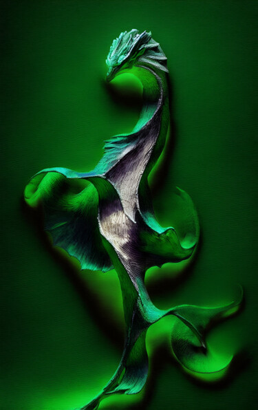 Digitale Kunst mit dem Titel "The Dragon green" von Davide Poggio, Original-Kunstwerk, 2D digitale Arbeit