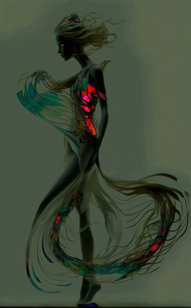 Цифровое искусство под названием "Dragon woman" - Davide Poggio, Подлинное произведение искусства, 2D Цифровая Работа