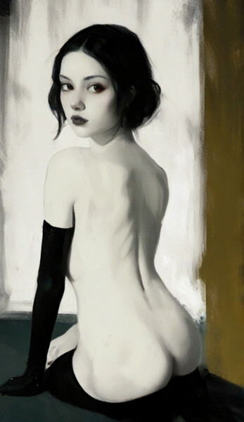 Painting titled "Anita" by Davide Poggio, Original Artwork, AI generated image Mounted on Wood Stretcher frame