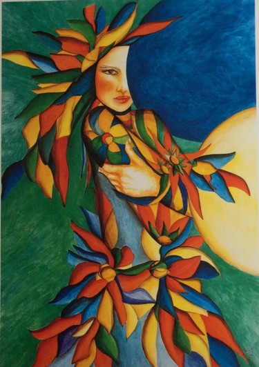 Painting titled "Metà del cielo" by Rinella, Original Artwork