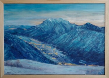 Painting titled "Tramonto d'inverno…" by Davide Rodoquino, Original Artwork, Pastel Mounted on Wood Stretcher frame