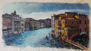 Painting titled "Venezia in giornata…" by Davide Rodoquino, Original Artwork, Acrylic Mounted on Wood Stretcher frame
