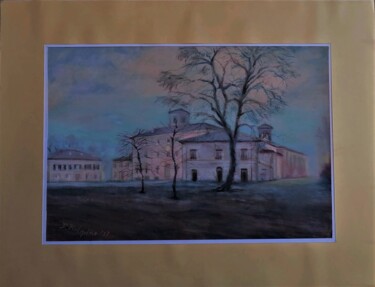 Pintura titulada "Tramonto a Villa To…" por Davide Rodoquino, Obra de arte original, Pastel Montado en Cartulina