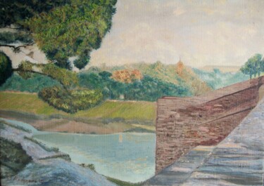 Pittura intitolato "Ponte Vecchio" da Davide Rodoquino, Opera d'arte originale, Olio Montato su Telaio per barella in legno