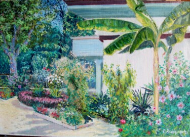 Painting titled "Il giardino dello s…" by Davide Rodoquino, Original Artwork, Oil Mounted on Wood Stretcher frame