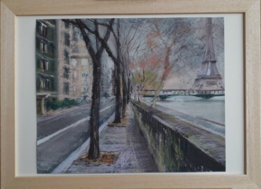 Painting titled "Autunno ai bordi de…" by Davide Rodoquino, Original Artwork, Pastel Mounted on Cardboard