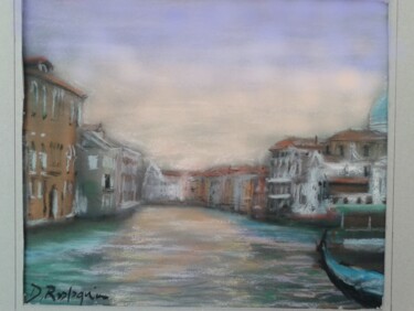 Schilderij getiteld "Autunno a Venezia" door Davide Rodoquino, Origineel Kunstwerk, Pastel Gemonteerd op Karton