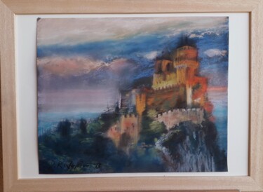 Painting titled "Tramonto a San Mari…" by Davide Rodoquino, Original Artwork, Pastel