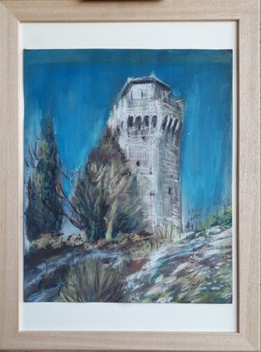 Peinture intitulée "Castello di San Leo" par Davide Rodoquino, Œuvre d'art originale, Pastel Monté sur Carton