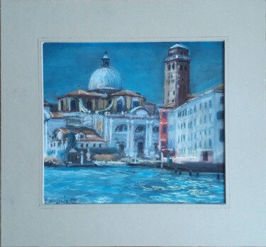 Painting titled "Chiesa di S. Geremi…" by Davide Rodoquino, Original Artwork, Pastel Mounted on Cardboard