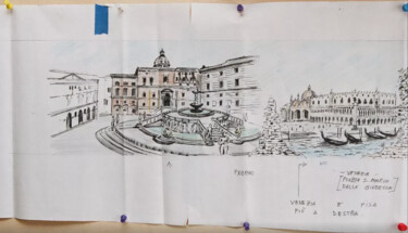 Zeichnungen mit dem Titel "Vedute italiane" von Davide Rodoquino, Original-Kunstwerk, Tinte