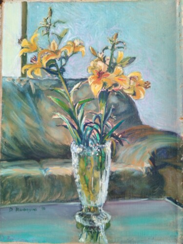 Painting titled "Crystal vase" by Davide Rodoquino, Original Artwork, Oil Mounted on artwork_cat.