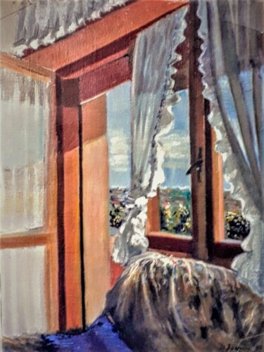 Pittura intitolato "City from the window" da Davide Rodoquino, Opera d'arte originale, Olio