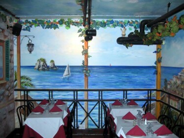 Peinture intitulée "Seascape in Calabria" par Davide Rodoquino, Œuvre d'art originale, Acrylique