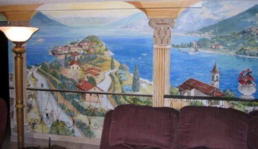 Painting titled "Lake Como and Bella…" by Davide Rodoquino, Original Artwork, Acrylic