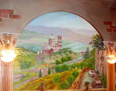 Painting titled "Italian castle in t…" by Davide Rodoquino, Original Artwork, Acrylic
