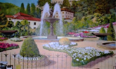 Painting titled "Collodi park in Tus…" by Davide Rodoquino, Original Artwork, Acrylic