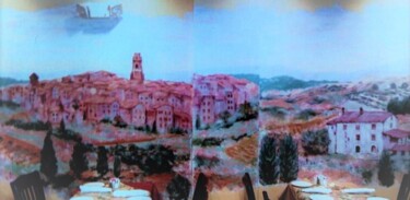 Ζωγραφική με τίτλο "Pitigliano in Tusca…" από Davide Rodoquino, Αυθεντικά έργα τέχνης, Ακρυλικό