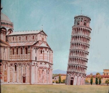 Painting titled "Pisa tower with bap…" by Davide Rodoquino, Original Artwork, Acrylic