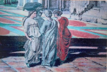 Painting titled "Women gathering" by Davide Rodoquino, Original Artwork, Acrylic
