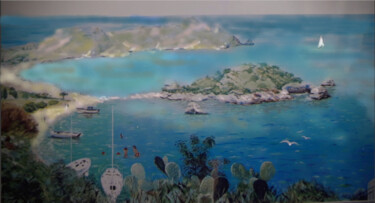 Painting titled "Taormina in Sicily…" by Davide Rodoquino, Original Artwork, Acrylic